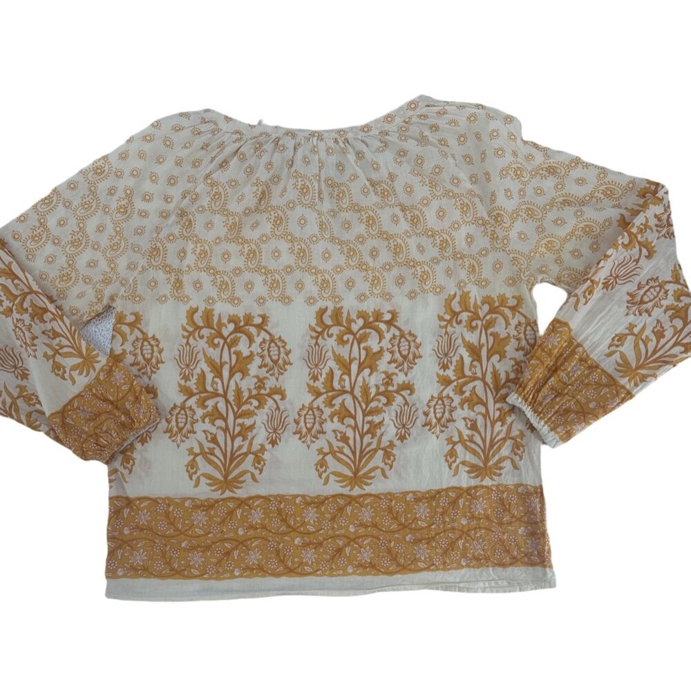 Cynthia Rowley Cotton Smock Paisley Floral Blouse Large - Picture 2 of 6